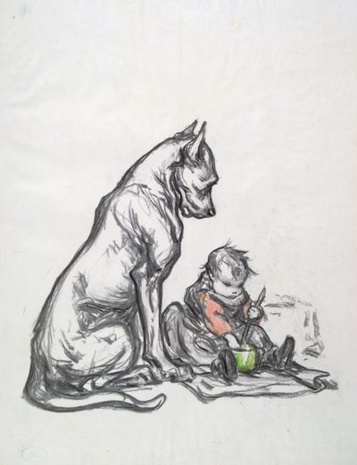 Pies i dziecko, początek XX w. autorstwa Robert Noir