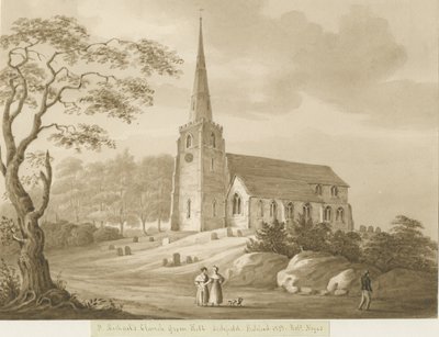 Lichfield - Kościół św. Michała: rysunek w sepii autorstwa Robert Noyes