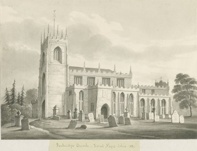 Kościół w Penkridge: rysunek w odcieniu sepii, 1831 autorstwa Robert Noyes