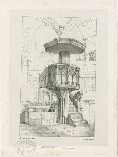 Wolverhampton - Ambona w kościele św. Piotra: litografia, bd [ok. 1844] (druk) autorstwa Robert Noyes