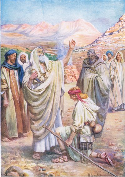 Dawid namaścił króla, z The Bible Picture Book wydanej przez Thomasa Nelsona, ok. 1950 autorstwa Robert Payton Reid