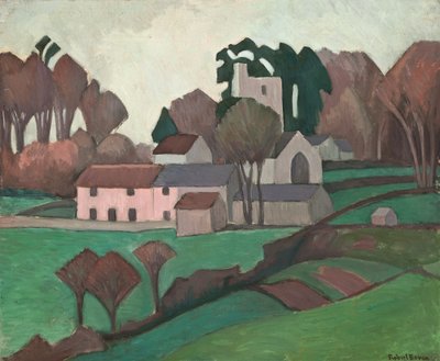 Kościół Clayhidon (olej na płótnie) autorstwa Robert Polhill Bevan