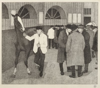 Handlarze koni w Barbakanie, 1921 autorstwa Robert Polhill Bevan