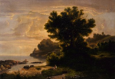 Krajobraz z rodziną nad jeziorem autorstwa Robert S. Duncanson