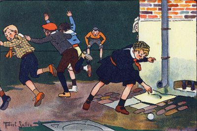 Kula do ściany. Grawerowanie w „” W co gramy? „” E. Webera z rysunkami akwarelowymi Roberta Sallesa (1871-1929). Biblioteka Garnier Freres, Paryż autorstwa Robert Salles