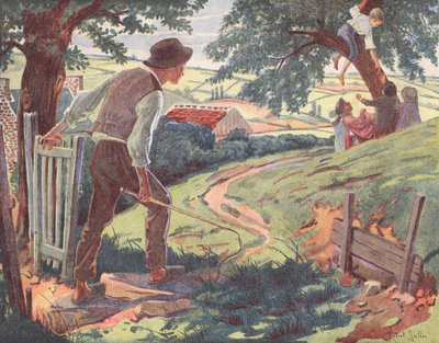 Dzieci zrywające wiśnie (kolorowa litografia) autorstwa Robert Salles