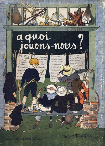 Okładka „” W co gramy? „” E. Webera z rysunkami akwarelowymi Roberta Sallesa (1871-1929). Rytownictwo. Biblioteka Garnier Freres, Paryż autorstwa Robert Salles