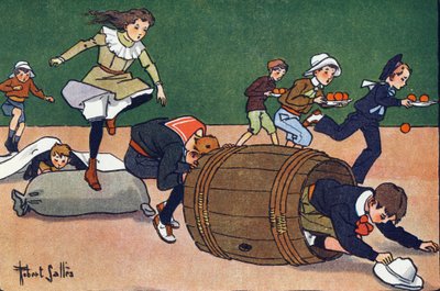 Wyścig z przeszkodami. Grawerowanie w „” W co gramy? „” E. Webera z rysunkami akwarelowymi Roberta Sallesa (1871-1929). Biblioteka Garnier Freres, Paryż autorstwa Robert Salles