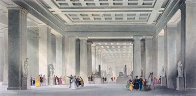 The Grand Central and Egyptian Saloons, British Museum, Holborn, Londyn, c1836. autorstwa Robert Sands