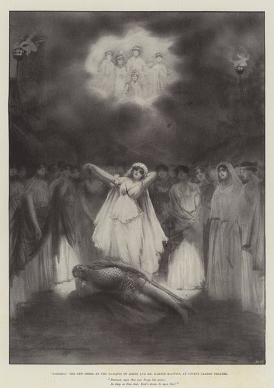 Diarmid, nowa opera markiza Lorne i pana Hamisha MacCunna, w Covent Garden Theatre autorstwa Robert Sauber