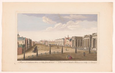 Widok na budynek parlamentu na College Green Square w Dublinie Perspektywa Parlamentu, w College Green, Dublin (tytuł na obiekcie) autorstwa Robert Sayer (possibly)