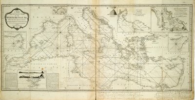 Nowa i dokładna mapa Morza Śródziemnego z najnowszych badań, ustalona i uregulowana przez obserwacje astronomiczne autorstwa Robert Sayer