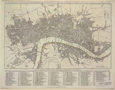 Plan Londynu, Westminsteru i Southwark autorstwa Robert Sayer