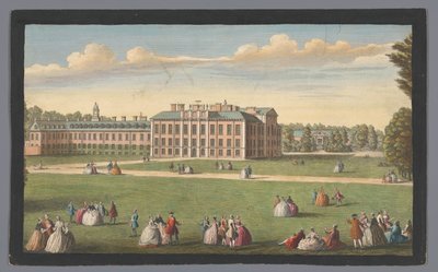 Widok na Pałac Kensington w Londynie Widok z przodu Pałacu Królewskiego w Kensington (tytuł na obiekcie) Londyn (tytuł serii) autorstwa Robert Sayer