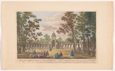 Gezicht op de Temple of Comus w Vauxhall Gardens te Londen Widok na Świątynię Comus &c. w Vauxhall Gardens (tytuł na obiekcie) Ranelagh Gardens en Vauxhall Gardens (tytuł serii) autorstwa Robert Sayer