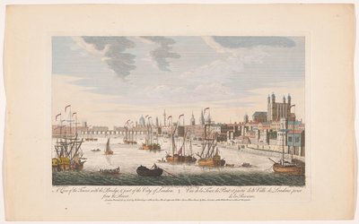 Widok na londyńskie City z Tamizy Widok na Wieżę z mostem i część Londynu. Z rzeki (tytuł na obiekcie) Londyn (tytuł serii) autorstwa Robert Sayer