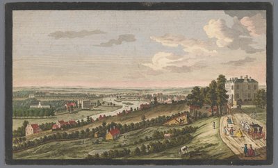 Widok na miasto Richmond nad Tamizą Zachodni widok na Richmond i c. w Surry, od Gwiazdy i Podwiązki na Wzgórzu (tytuł na obiekcie) Tamiza (tytuł serii) autorstwa Robert Sayer