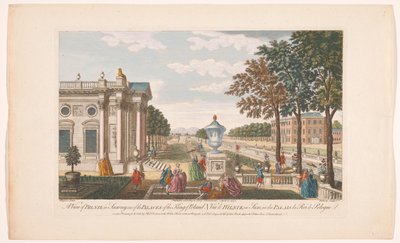 Gezicht op het Schloss Pillnitz Widok na Bilniz w Saksonii, jeden z pałaców króla Polski (tytuł na obiekcie) Saksen (tytuł serii) autorstwa Robert Sayer