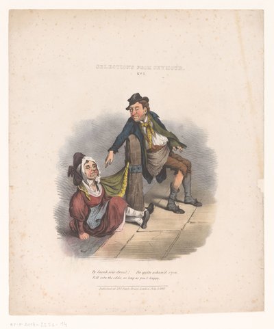 Kreskówka z pijanym mężczyzną i kobietą Wybory z Seymour. nie. 2 (tytuł na obiekcie) autorstwa Robert Seymour (attributed to)