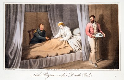 Lord Byron na łożu śmierci, pub. 1825. autorstwa Robert Seymour