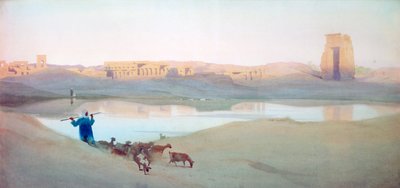 "Święte Jezioro, Karnak", Egipt, ok. 1900 r. autorstwa Robert Talbot Kelly