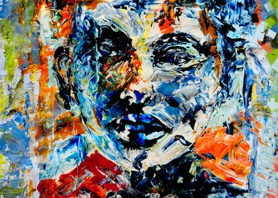 Żywy, abstrakcyjny portret autorstwa Robert Thirtle