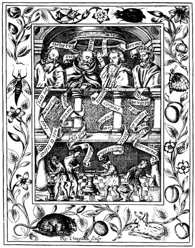 Czterech wielkich alchemików, 1652 autorstwa Robert Vaughan