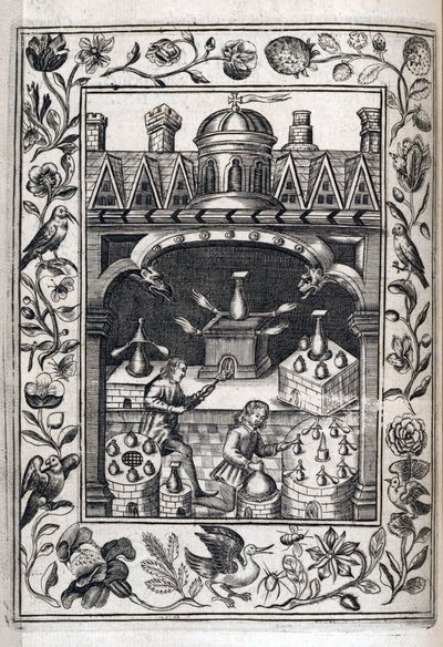 Dwóch Alchemików wytwarzających mikstury autorstwa Robert Vaughn