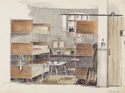 The Artists Horse Box, 2.5., 1915 (pióro i atrament z toaletą na papierze) autorstwa Robert Walker
