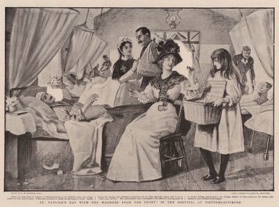 Dzień św. Patryka z rannymi z frontu w szpitalu w Pietermaritzburgu autorstwa Robert Walker Macbeth