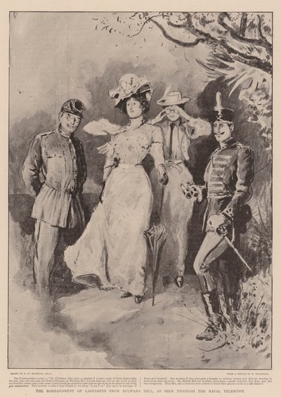 Bombardowanie Ladysmith z Bulwana Hill widziane przez Teleskop Morski autorstwa Robert Walker Macbeth