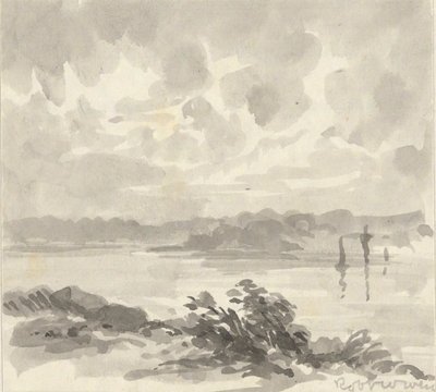 Krajobraz - Widok na jezioro i wzgórza autorstwa Robert Walter Weir