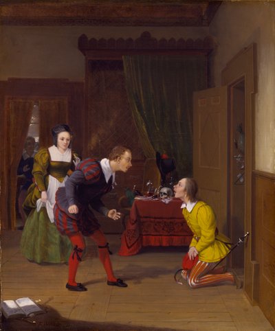 Wesołe żony Windsoru: Dr Caius, Simple and Dame Quickly, 1830. autorstwa Robert Walter Weir