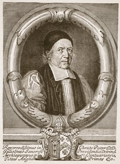 William Sancroft, arcybiskup Canterbury, ilustracja z „Kościoła anglikańskiego: historia dla ludu” autorstwa H.D.M. Spence-Jones, wyd. ok. 1910 (zdjęcie w sepii) autorstwa Robert White