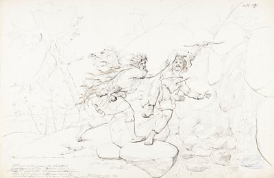 Śmierć zwierzaka ; Oryginalny rysunek do serii "Kalewala, Fink National-dikt, framställd i teckningar af R.W.Ekman" autorstwa Robert Wilhelm Ekman