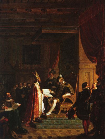 Mikael Agricola wręcza fiński NT królowi Gustawowi Wazie autorstwa Robert Wilhelm Ekman