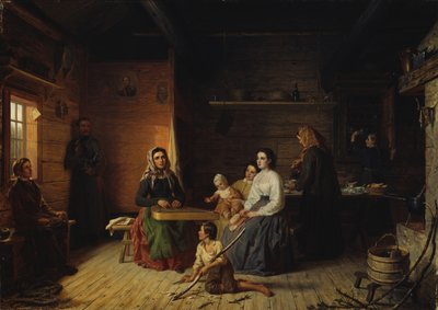 Gra na kantele w chłopskiej chacie , 1868. autorstwa Robert Wilhelm Ekman