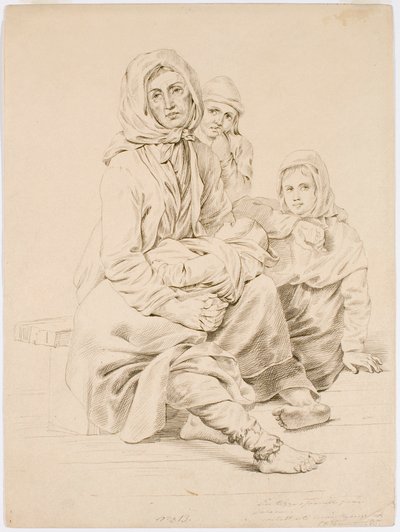 Żebracza rodzina z Taala, kobieta z trójką dzieci autorstwa Robert Wilhelm Ekman