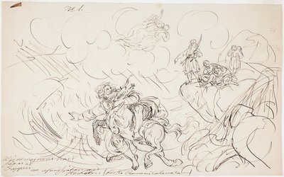 Rozstrzelanie Väinämöinena, szkic do serii rysunków o tematyce Kalevali autorstwa Robert Wilhelm Ekman