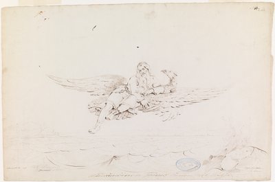 Väinämöinen Niesiony przez orła ; Oryginalny rysunek do "Kalewala, fiński poemat narodowy, przedstawiony w rysunkach R.W.Ekmana" autorstwa Robert Wilhelm Ekman