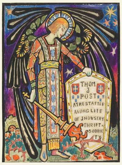 Projekt witrażowego okna pamięci dla Thomasa J. Post autorstwa Robert Winthrop Chanler