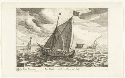 Boeiers Een Boeijer groot około 44 Last / Boïer de 44 Tonneaux (tytuł na obiekcie) Hollandse scheepstypen, 1627 (tytuł serii) Różne statki Don ton se sert dans les Unies Prowincje / Ikony różnych holenderskich statków, które są używane głównie na wodach autorstwa Robert de Baudous (possibly)