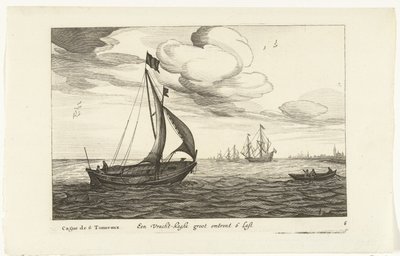 Vrachtkagen Een Vracht-kaghe groot o 6 Last / Cague de 6 Tonneaux (tytuł na obiekcie) Hollandse scheepstypen, 1627 (tytuł serii) Różne statki Don ton se sert dans les United Provinces / Ikony różnych holenderskich statków, których użycie dotyczy głównie autorstwa Robert de Baudous (possibly)