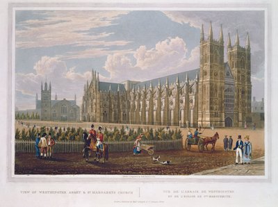 Widok na opactwo westminsterskie i kościół św. Małgorzaty, wyd. przez Colnaghi und Co. (akwatinta) autorstwa Robert the Elder and Younger Havell