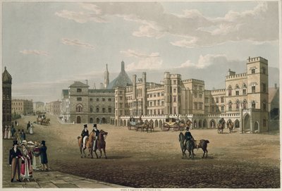 Widok na Izbę Lordów i Gmin, od strony Starego Pałacu, wyd. 1821 przez Colnaghi und Co. (akwatinta) autorstwa Robert the Elder and Younger Havell