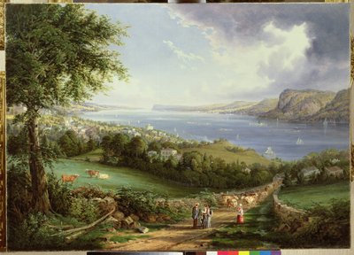 Widok na rzekę Hudson z okolic Sing Sing, Nowy Jork, ok. 1850 autorstwa Robert the Younger Havell