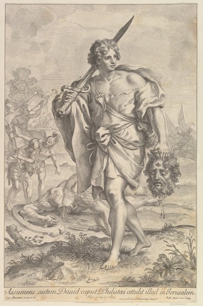 Dawid z głową Goliata, 1680-1743. autorstwa Robert van Audenaerde