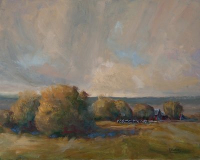 Wschodzący księżyc, 2016 (olej na panelu) autorstwa Roberta Murray