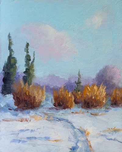 Prairie Rain, 2023 (olej na panelu) autorstwa Roberta Murray