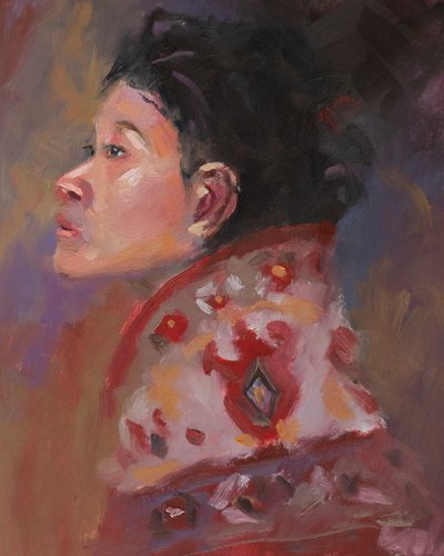 Dama dywanowa, 2023 (olej na papierze) autorstwa Roberta Murray